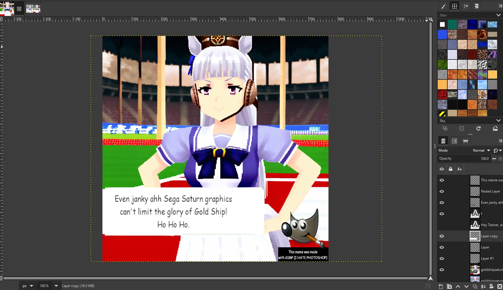 GIMP white box and caption layer